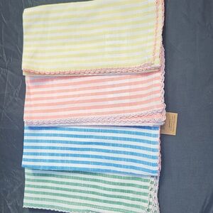 7 Each! Striped Kitchen Hand Towels - Green, Blue, Pink, Yellow